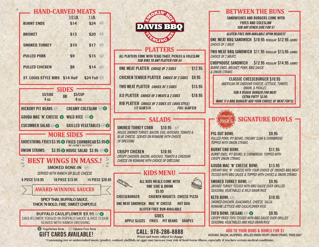 Menu Davis BBQ